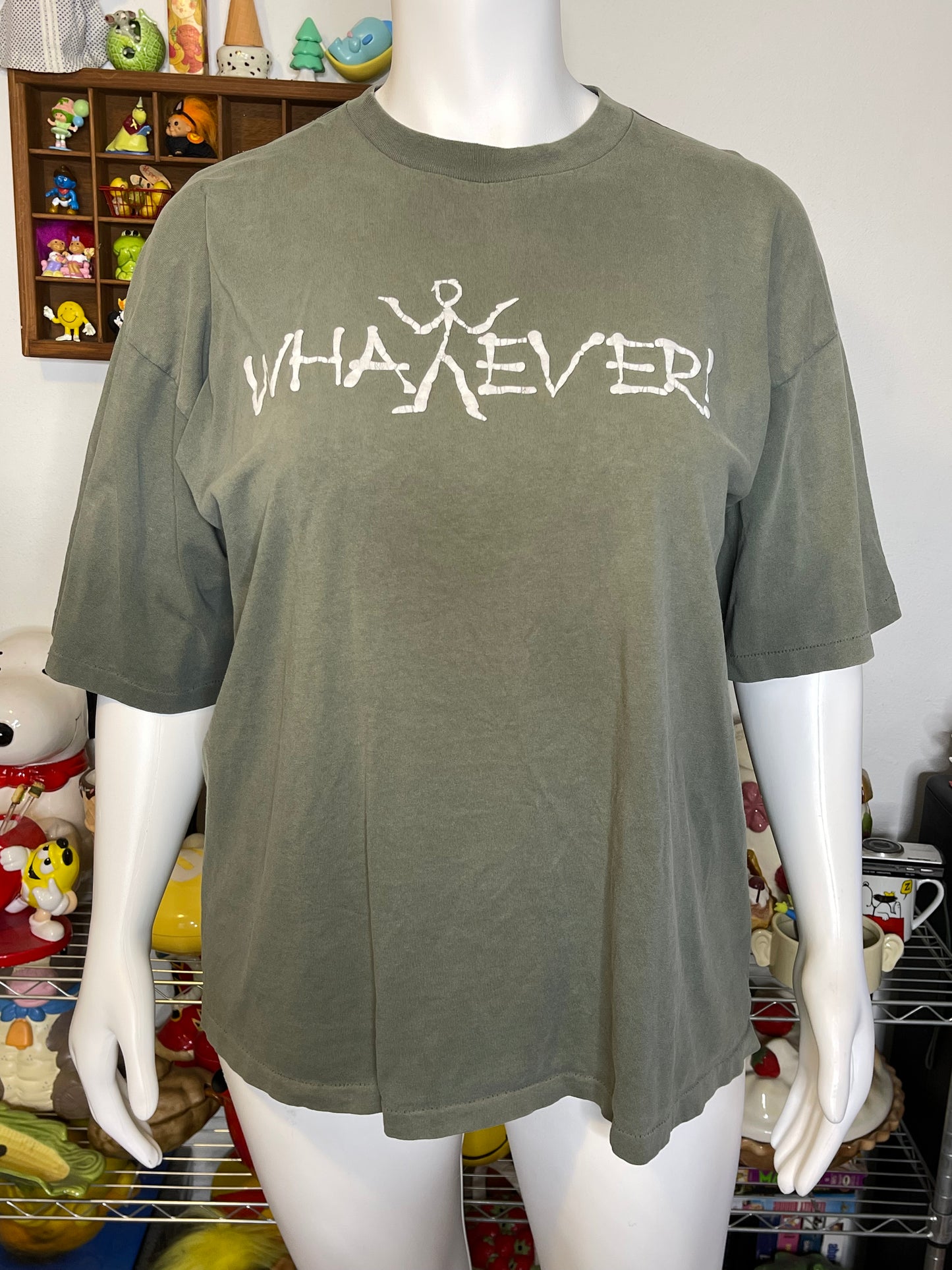 Vintage 90s Sun Bleached "Whatever" Skater Graphic Tee Sz XL/XXL