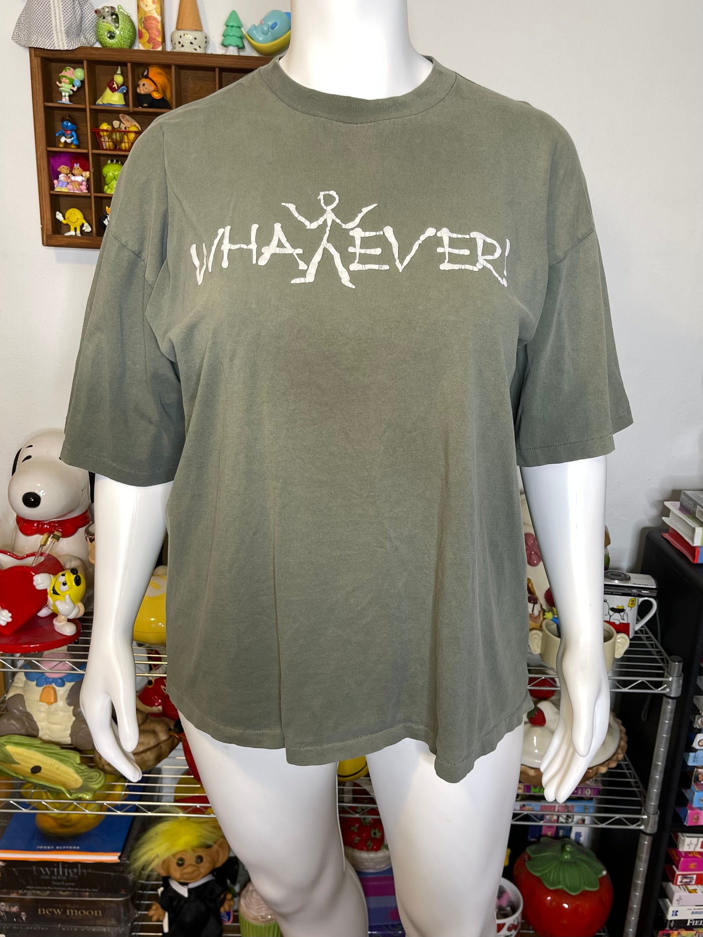 Vintage 90s Sun Bleached "Whatever" Skater Graphic Tee Sz XL/XXL