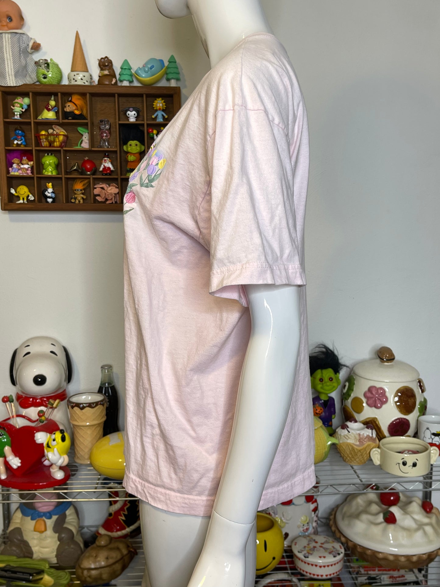 Vintage 2000s Tulip Cat Embroidered Tee Sz L