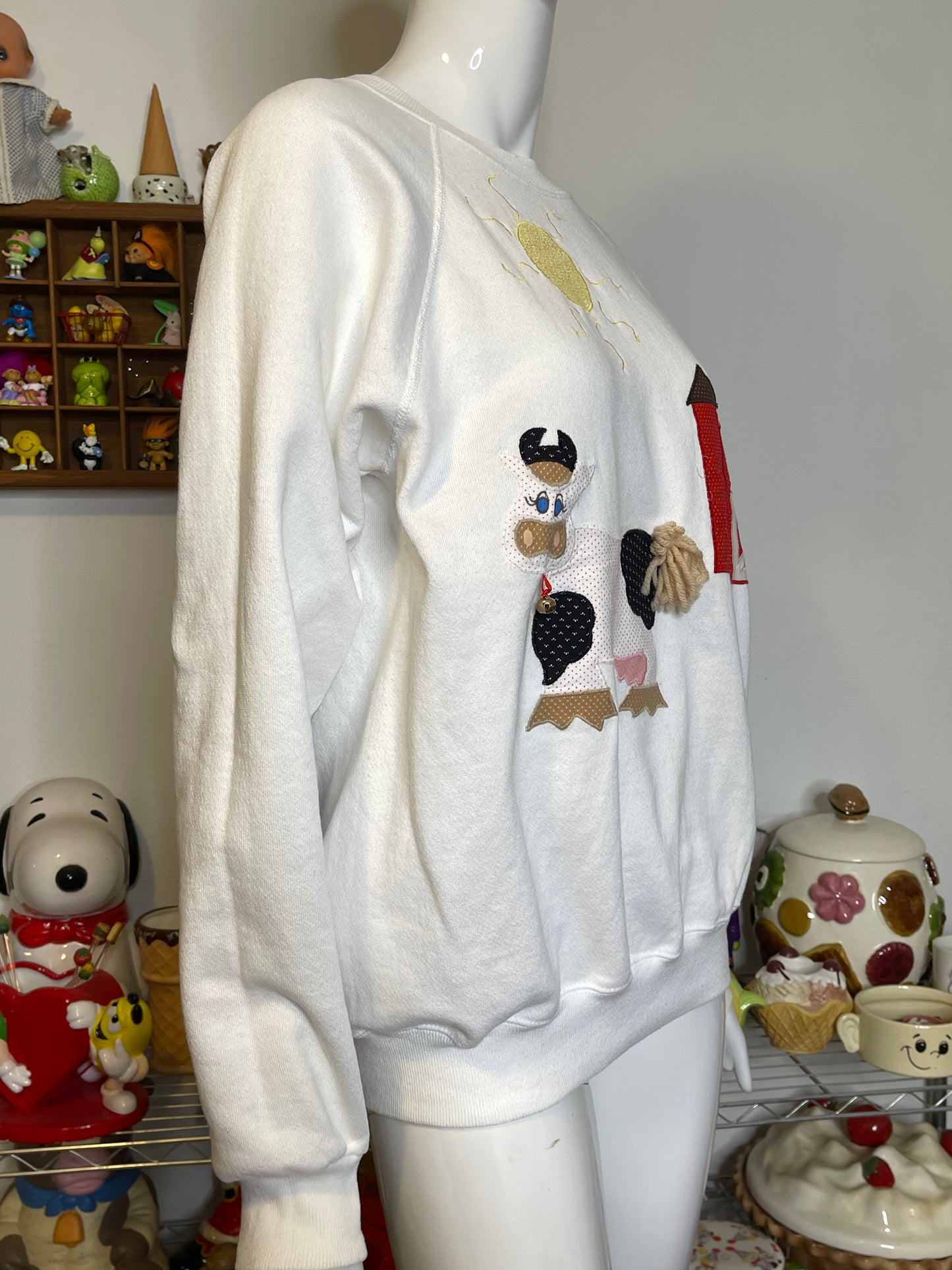 Vintage 90s Cow Patchwork Crewneck Sweater Sz L