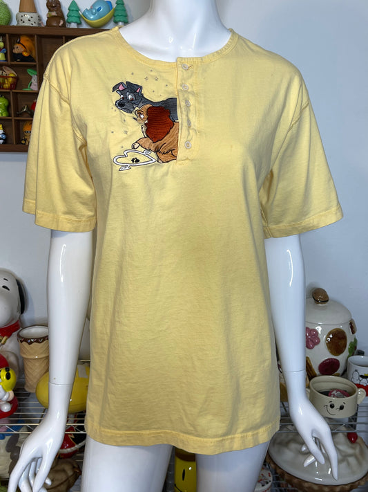 Vintage 90s The Lady And The Tramp Embroidered Tee Sz M