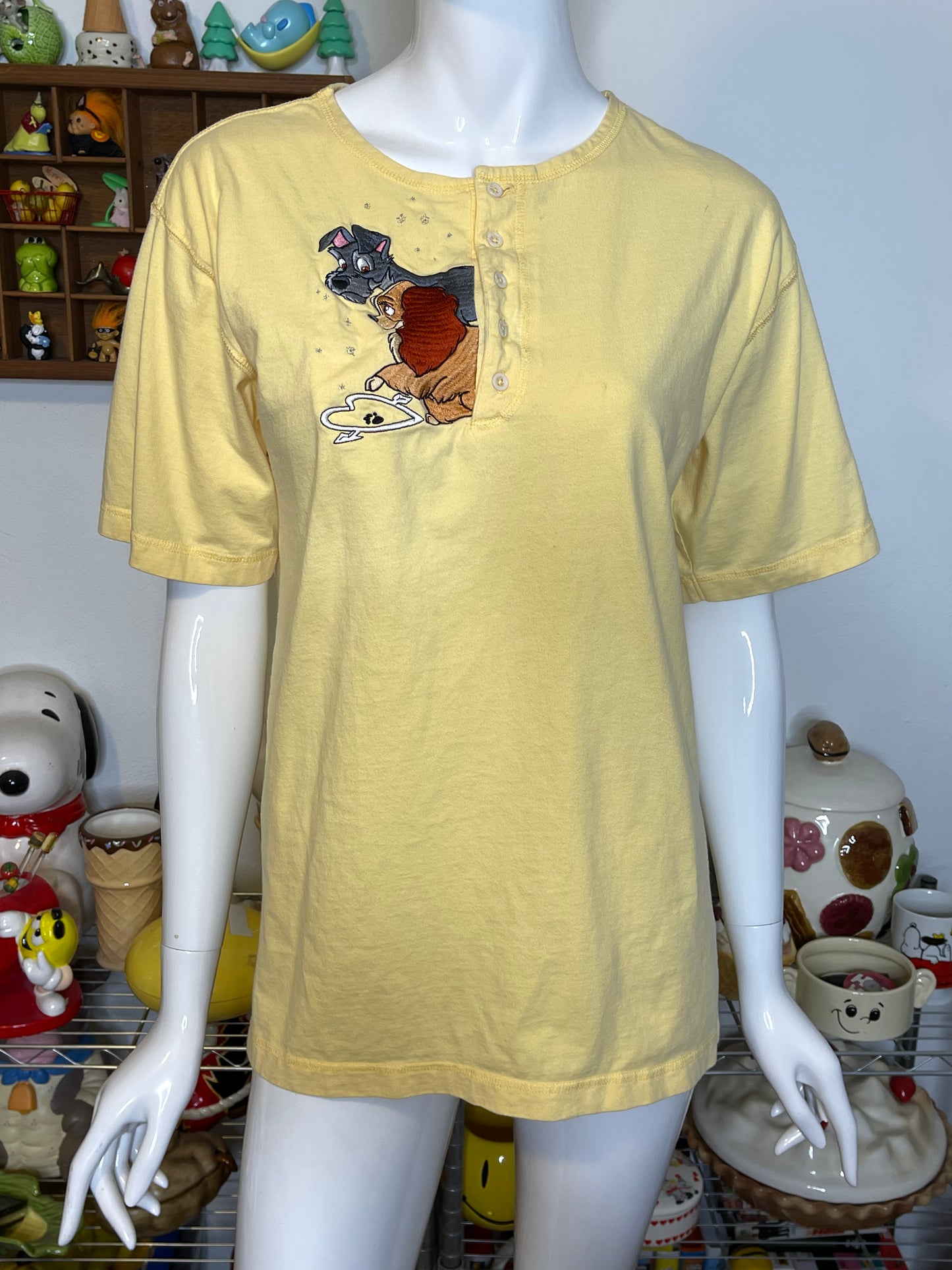 Vintage 90s The Lady And The Tramp Embroidered Tee Sz M