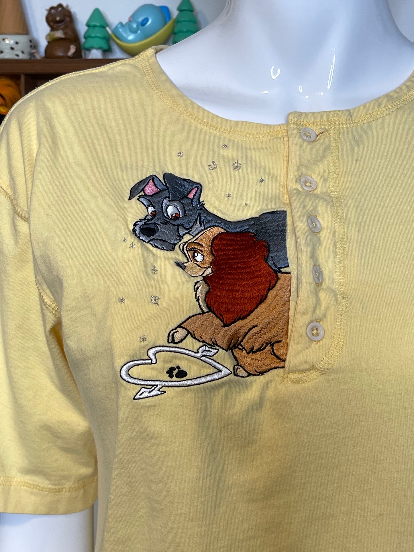 Vintage 90s The Lady And The Tramp Embroidered Tee Sz M