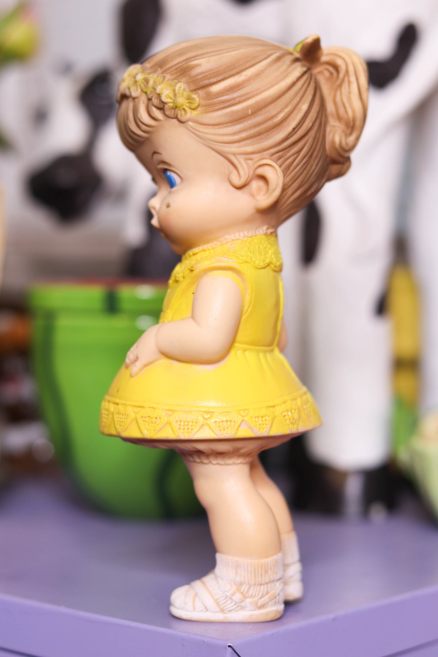 Vintage 1950's Yellow Dress Girl Doll Squeak Toy