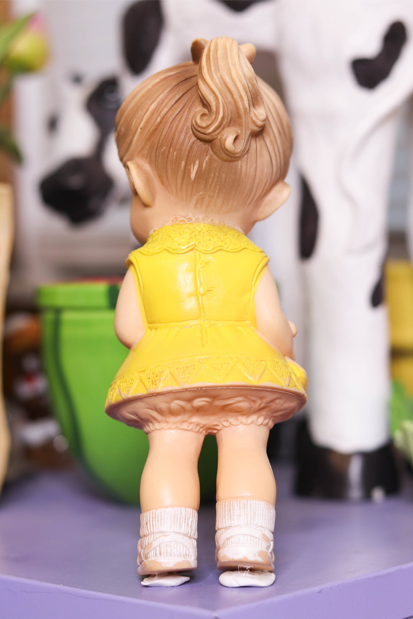 Vintage 1950's Yellow Dress Girl Doll Squeak Toy