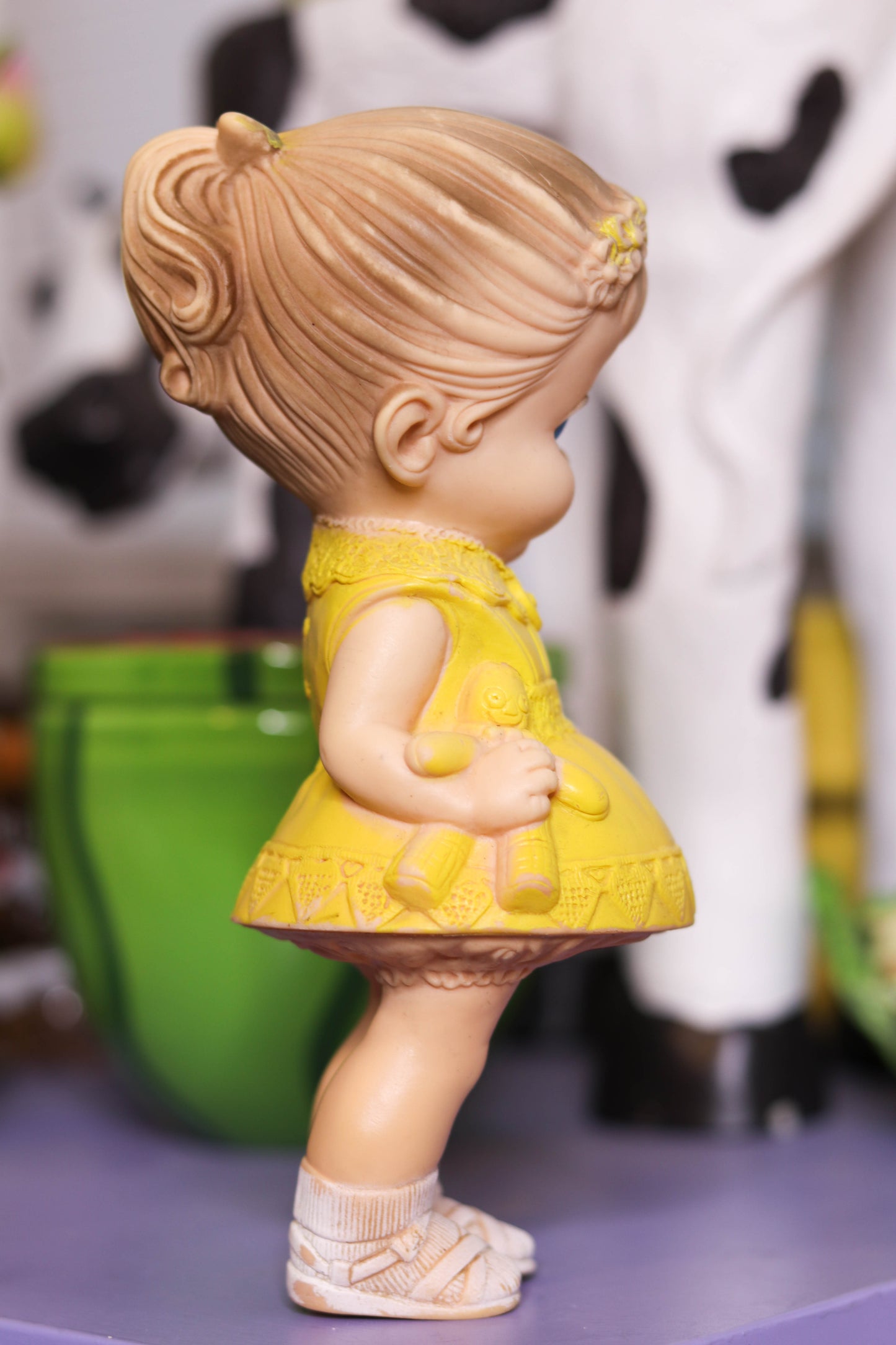 Vintage 1950's Yellow Dress Girl Doll Squeak Toy