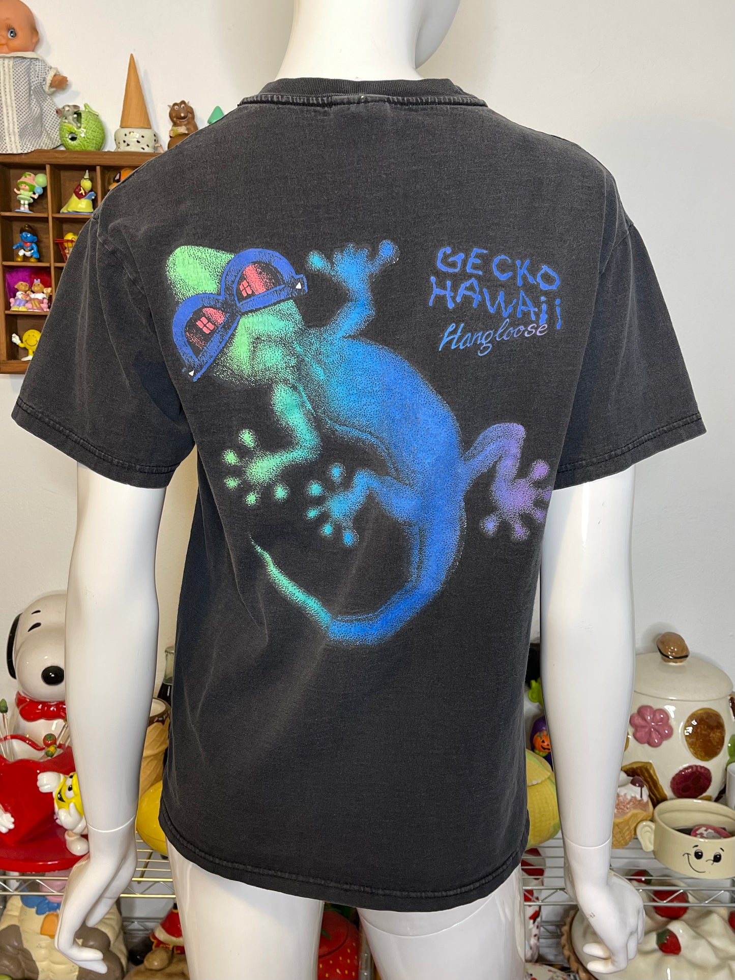 Vintage Faded 90s Hang Loong Hawaii Gecko Graphic Tee Sz M