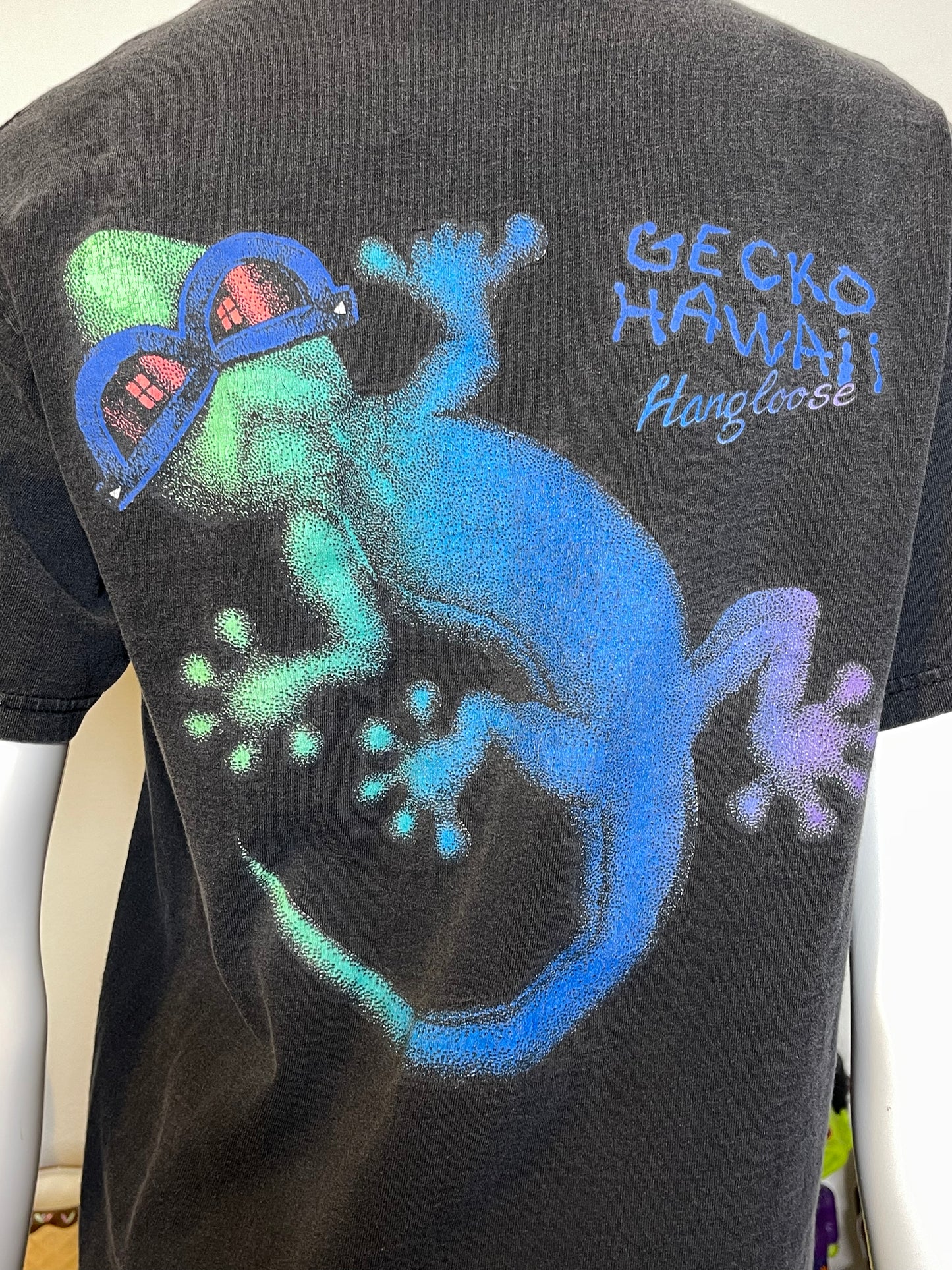 Vintage Faded 90s Hang Loong Hawaii Gecko Graphic Tee Sz M