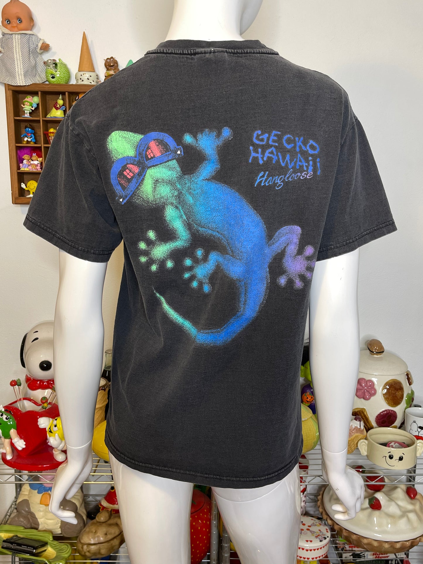 Vintage Faded 90s Hang Loong Hawaii Gecko Graphic Tee Sz M