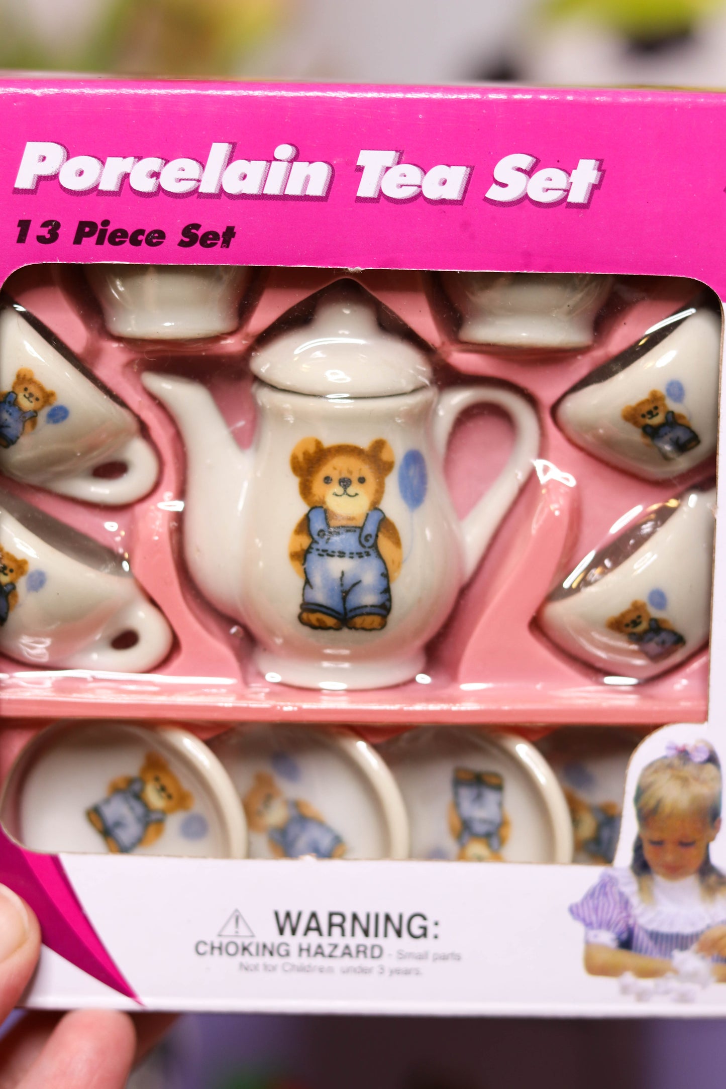 2000s Children's Teddy Bear Tiny Porcelain 13pc Tea Set