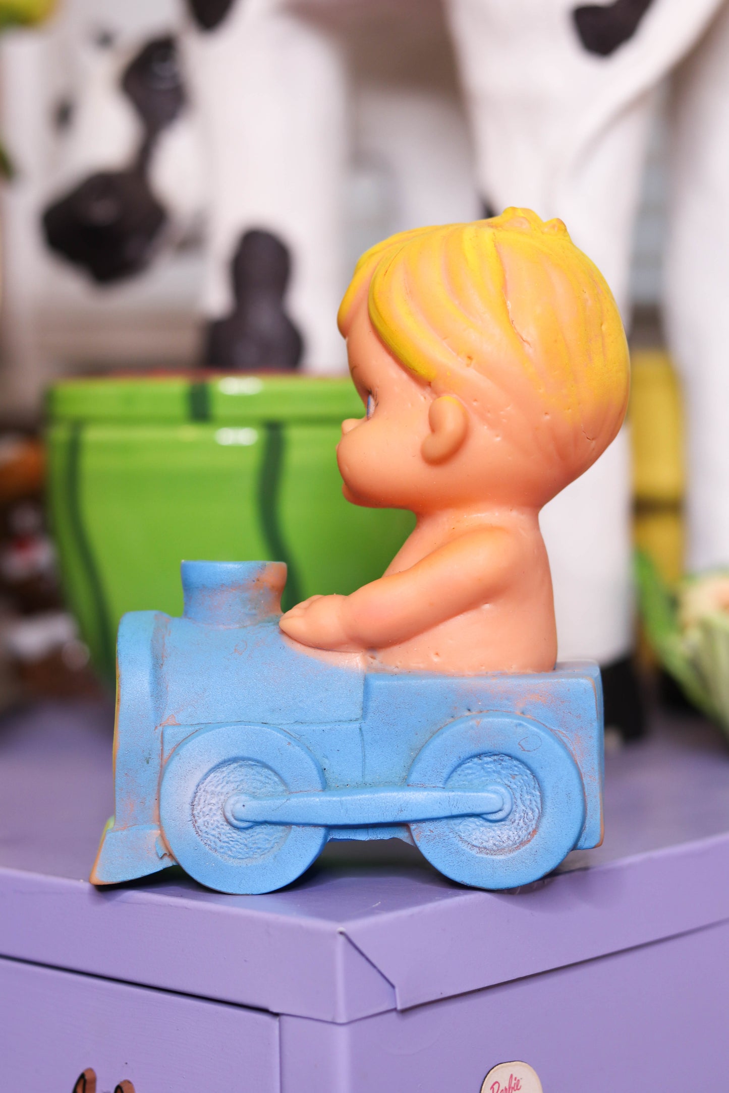 Vintage Baby Riding Train Squeak Toy