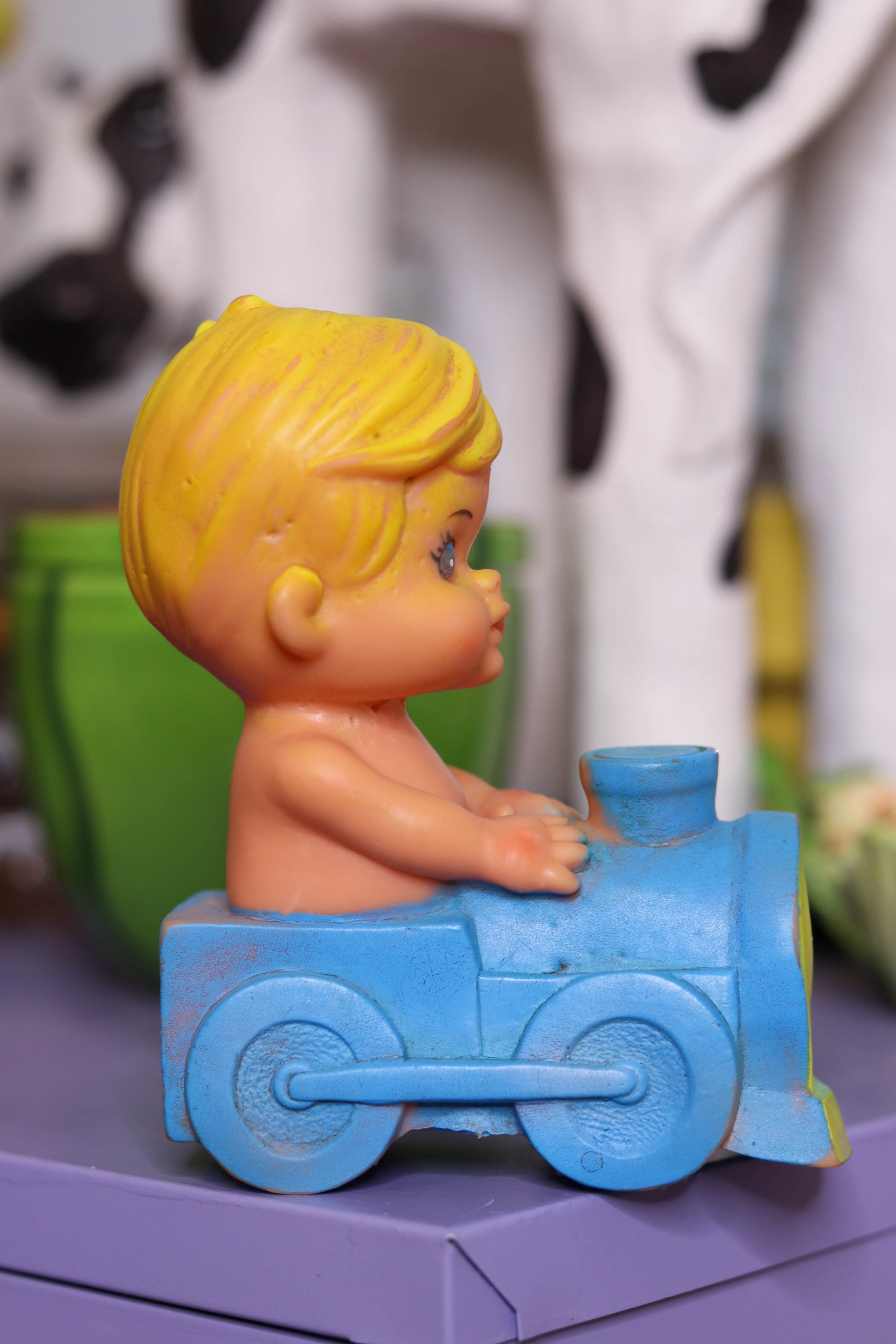 Vintage Baby Riding Train Squeak Toy