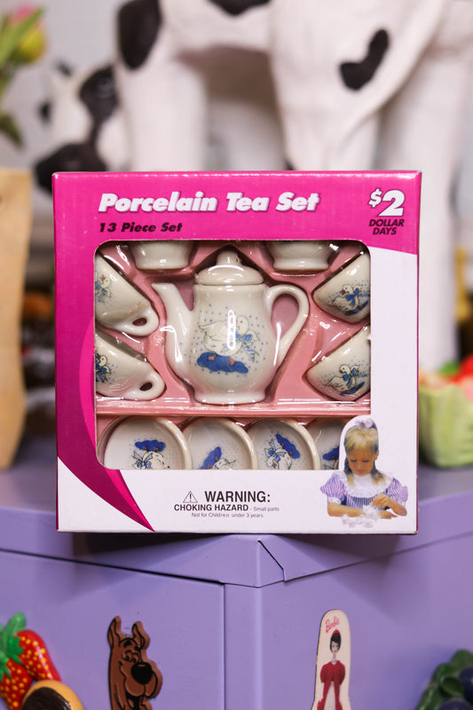 2000s Children's Goose Tiny Porcelain 13pc Tea Set