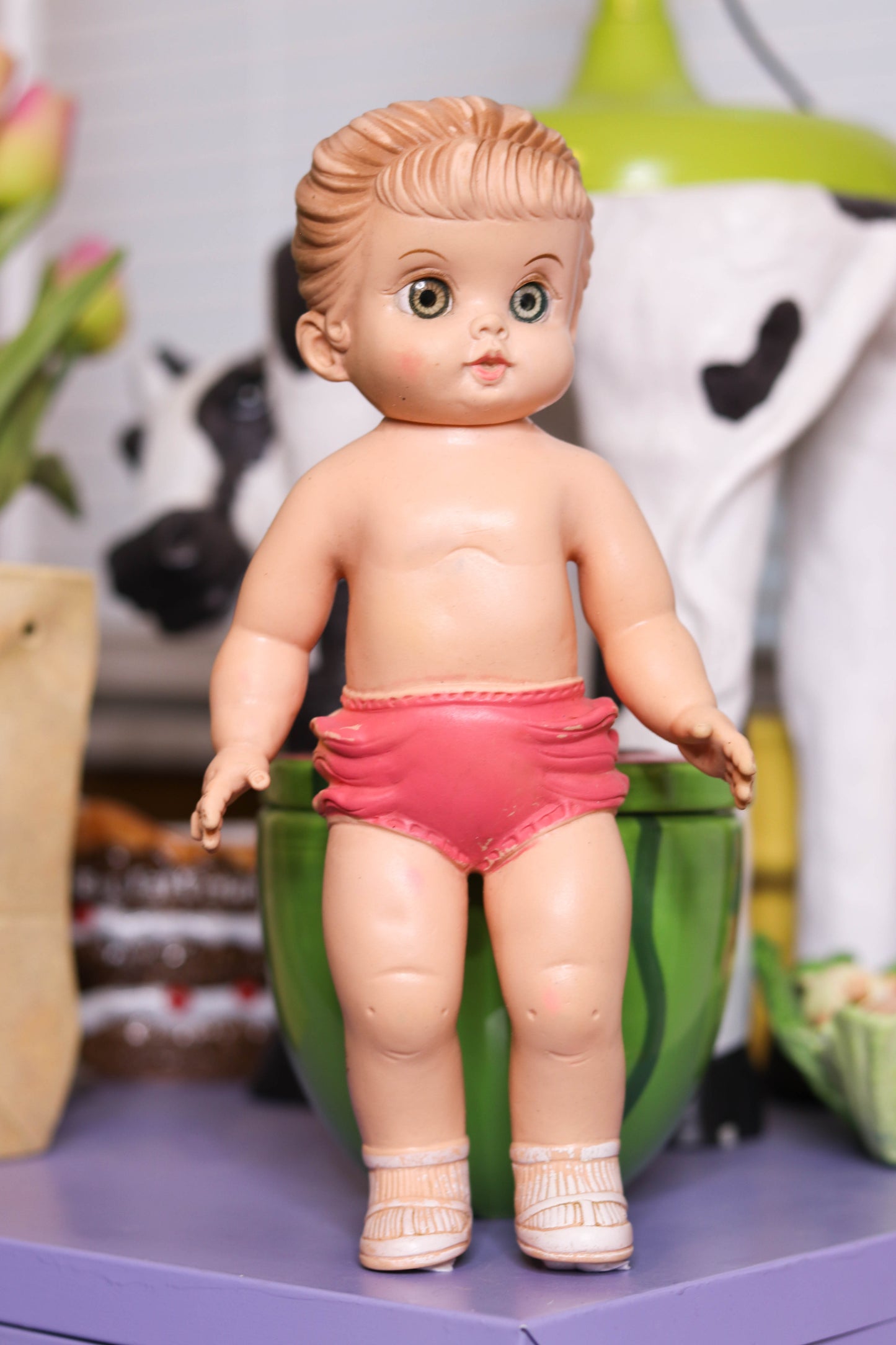 Vintage 1950's Real Eye Baby Squeak Doll Toy