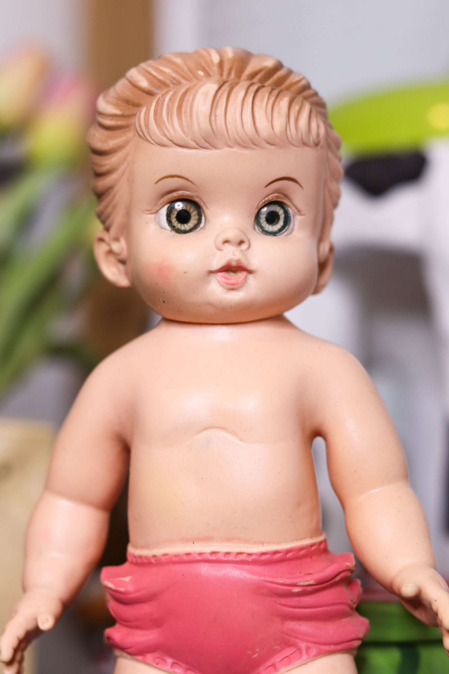 Vintage 1950's Real Eye Baby Squeak Doll Toy