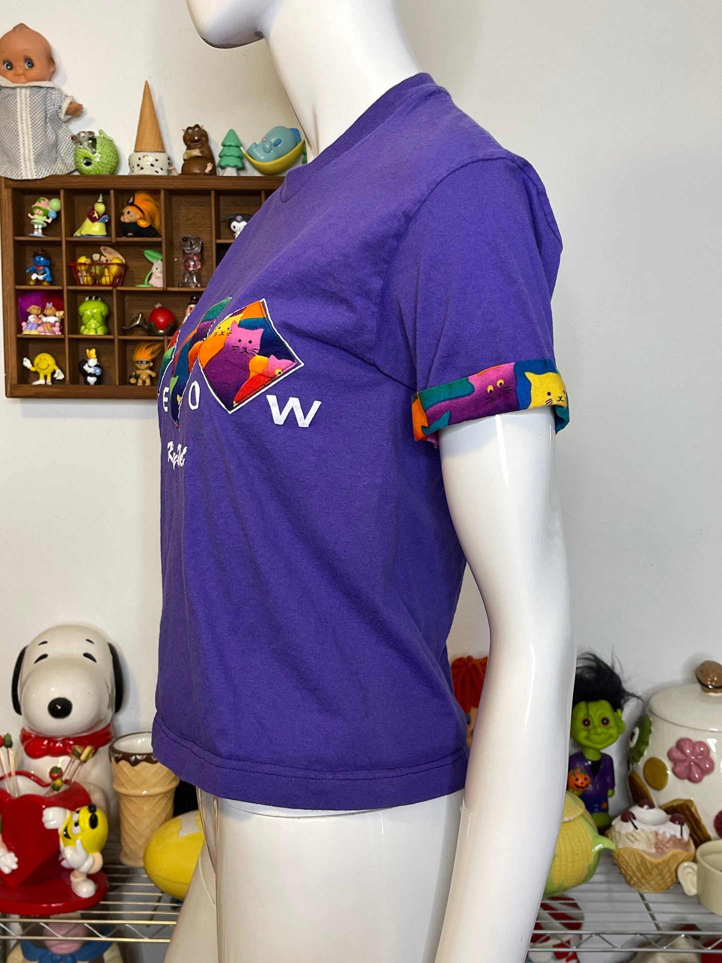 2000s Rainbow Cats Meow Key West Patchwork Tee Sz S