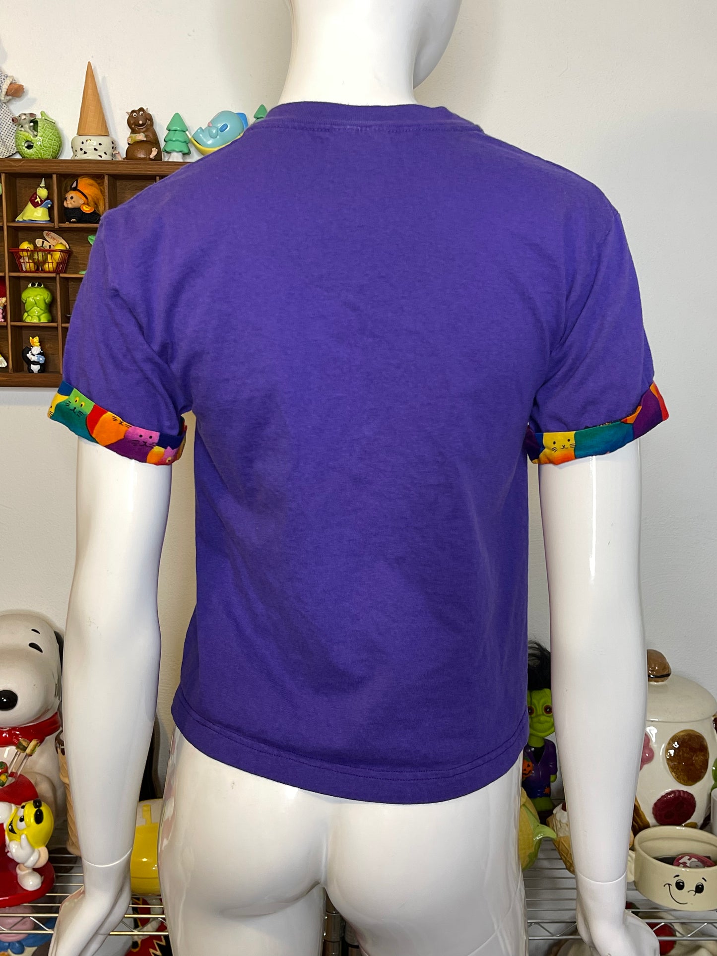 2000s Rainbow Cats Meow Key West Patchwork Tee Sz S