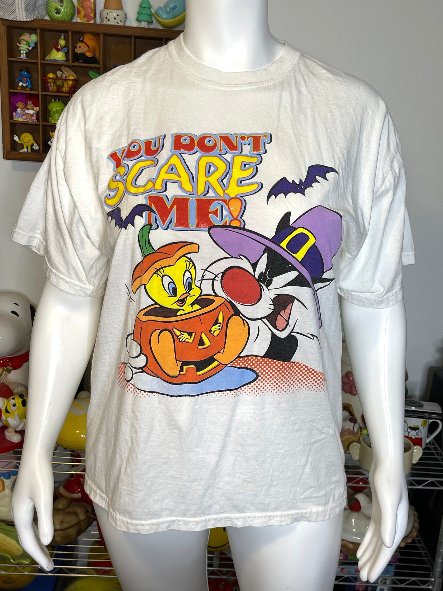 Vintage Looney Tunes "You Don't Scare Me" Halloween Graphic Tee Sz XL