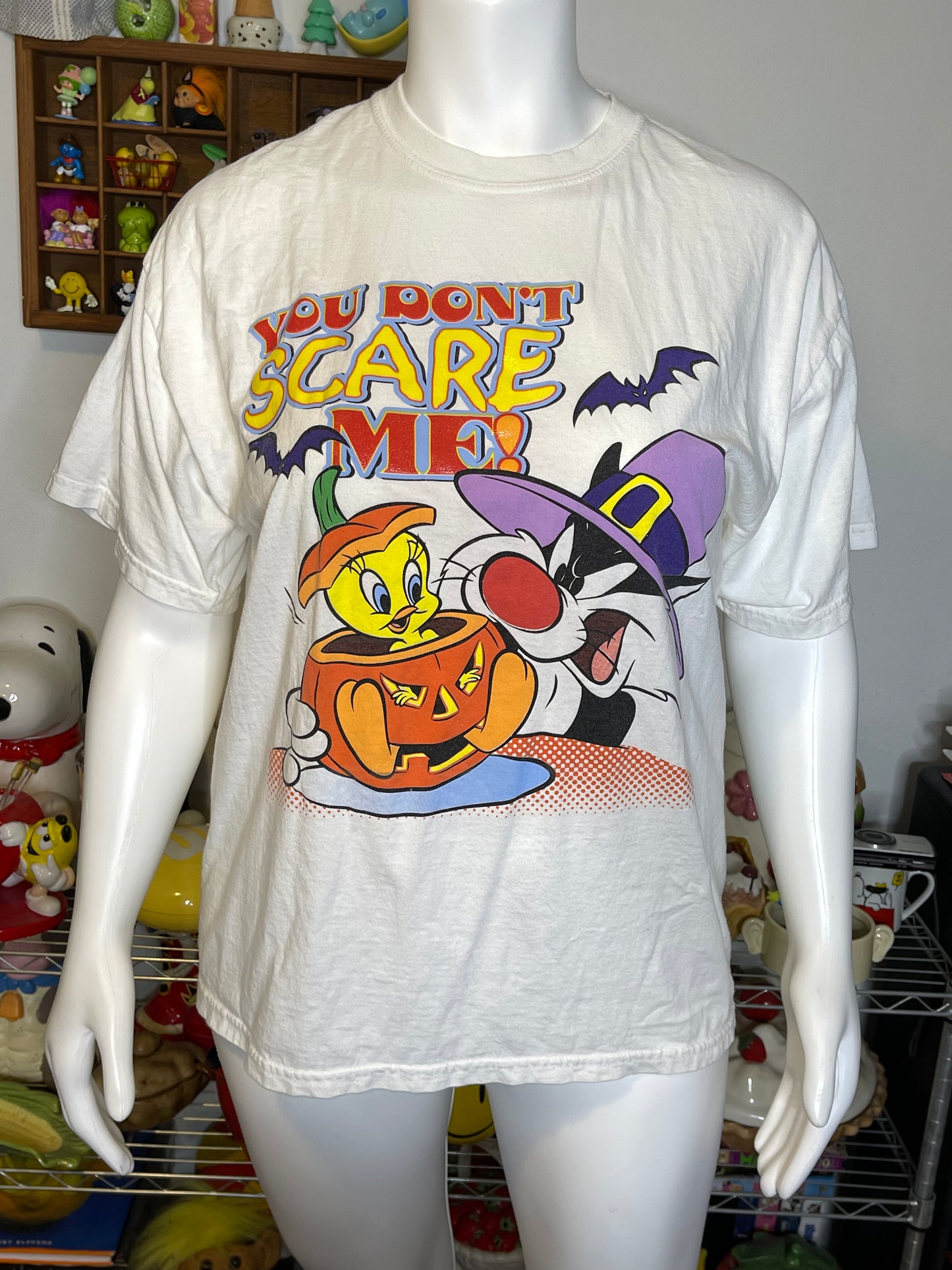 Vintage Looney Tunes "You Don't Scare Me" Halloween Graphic Tee Sz XL