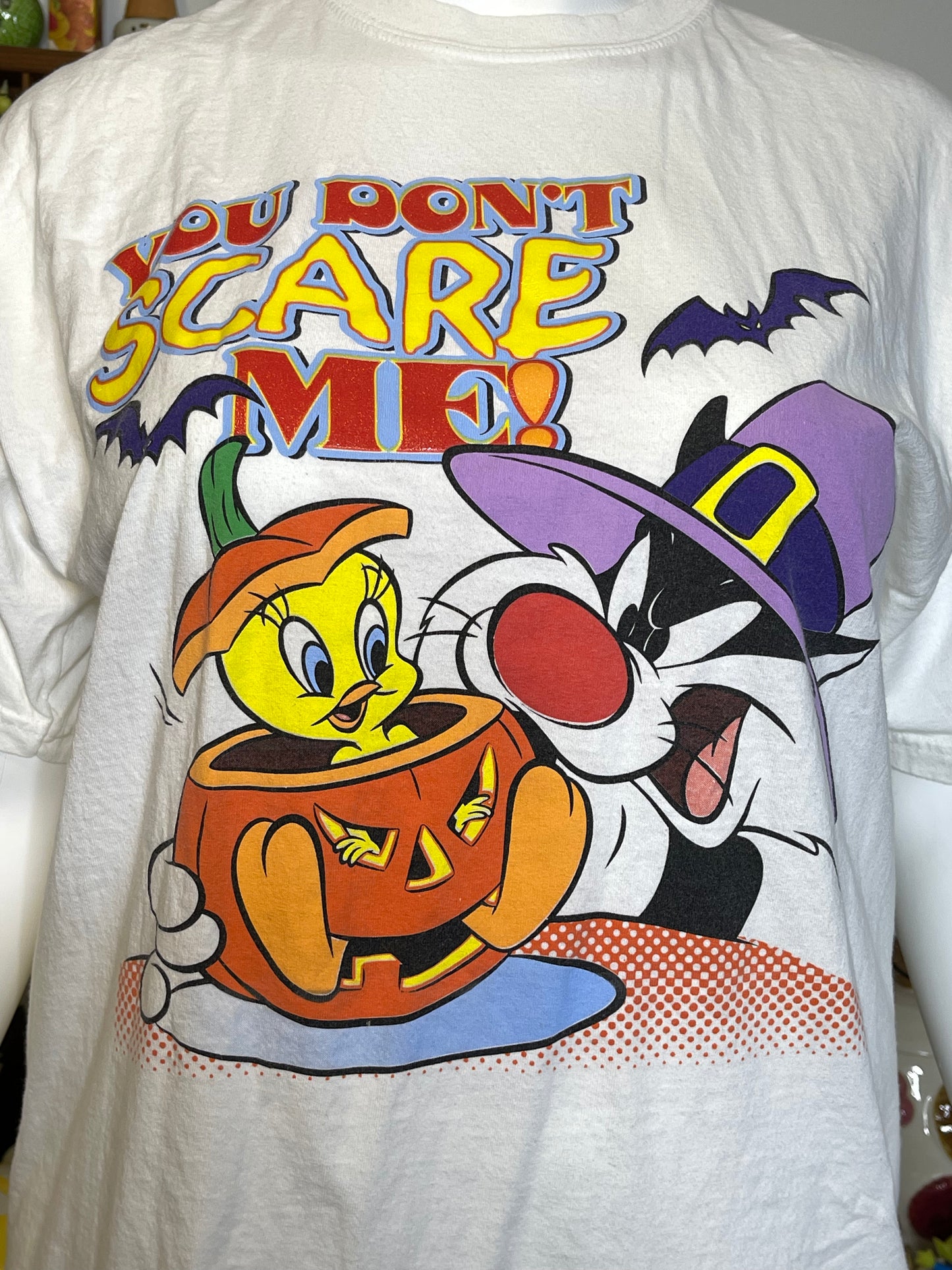 Vintage Looney Tunes "You Don't Scare Me" Halloween Graphic Tee Sz XL