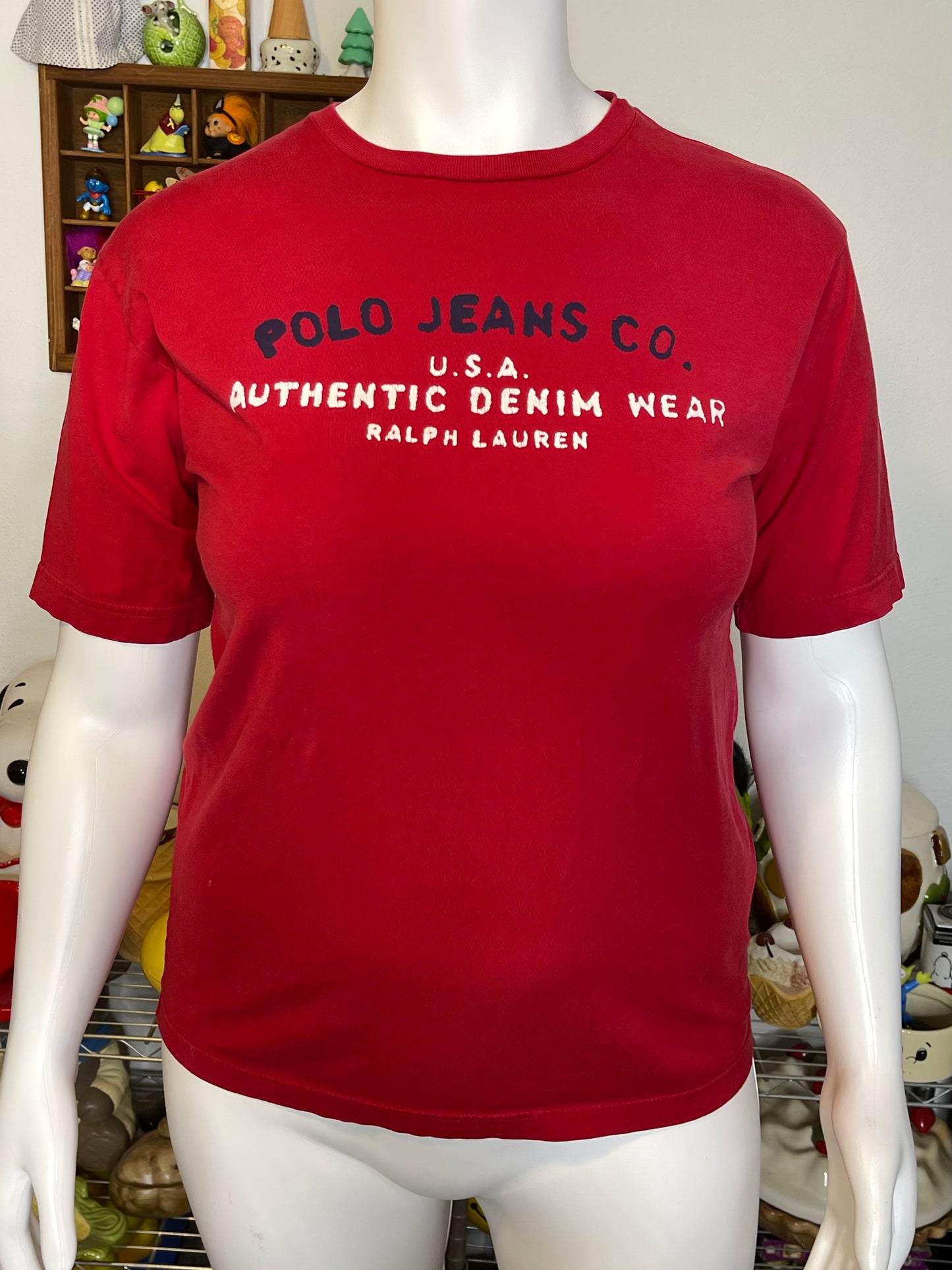 Vintage Red Polo Jeans Co. Graphic Tee Sz L
