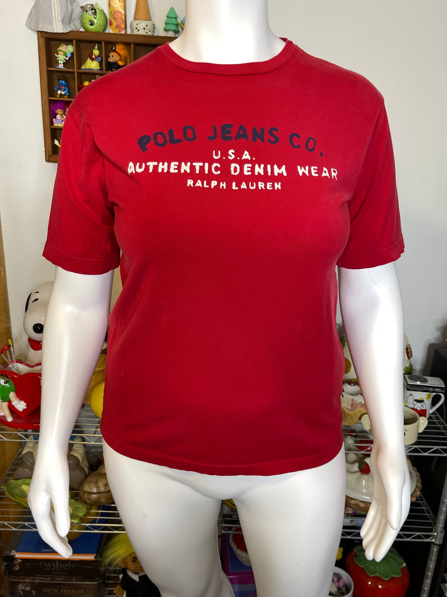 Vintage Red Polo Jeans Co. Graphic Tee Sz L