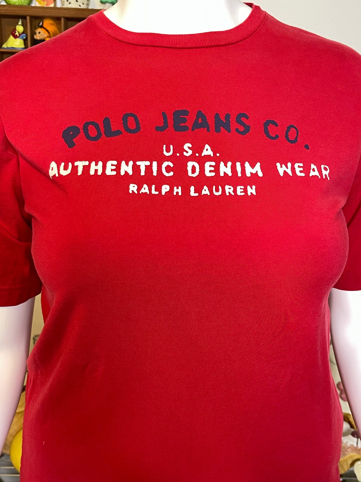 Vintage Red Polo Jeans Co. Graphic Tee Sz L