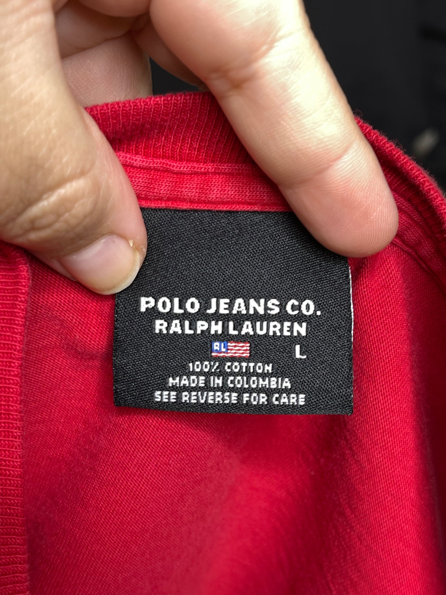 Vintage Red Polo Jeans Co. Graphic Tee Sz L