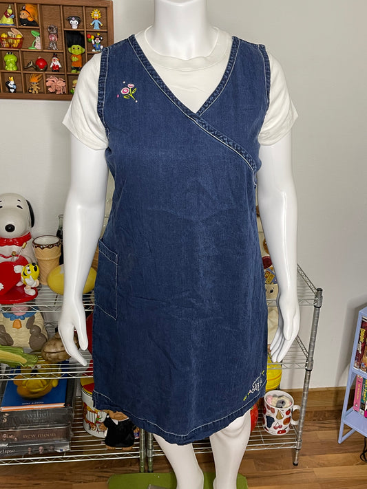 2000s Eeyore denim midi dress sz XL