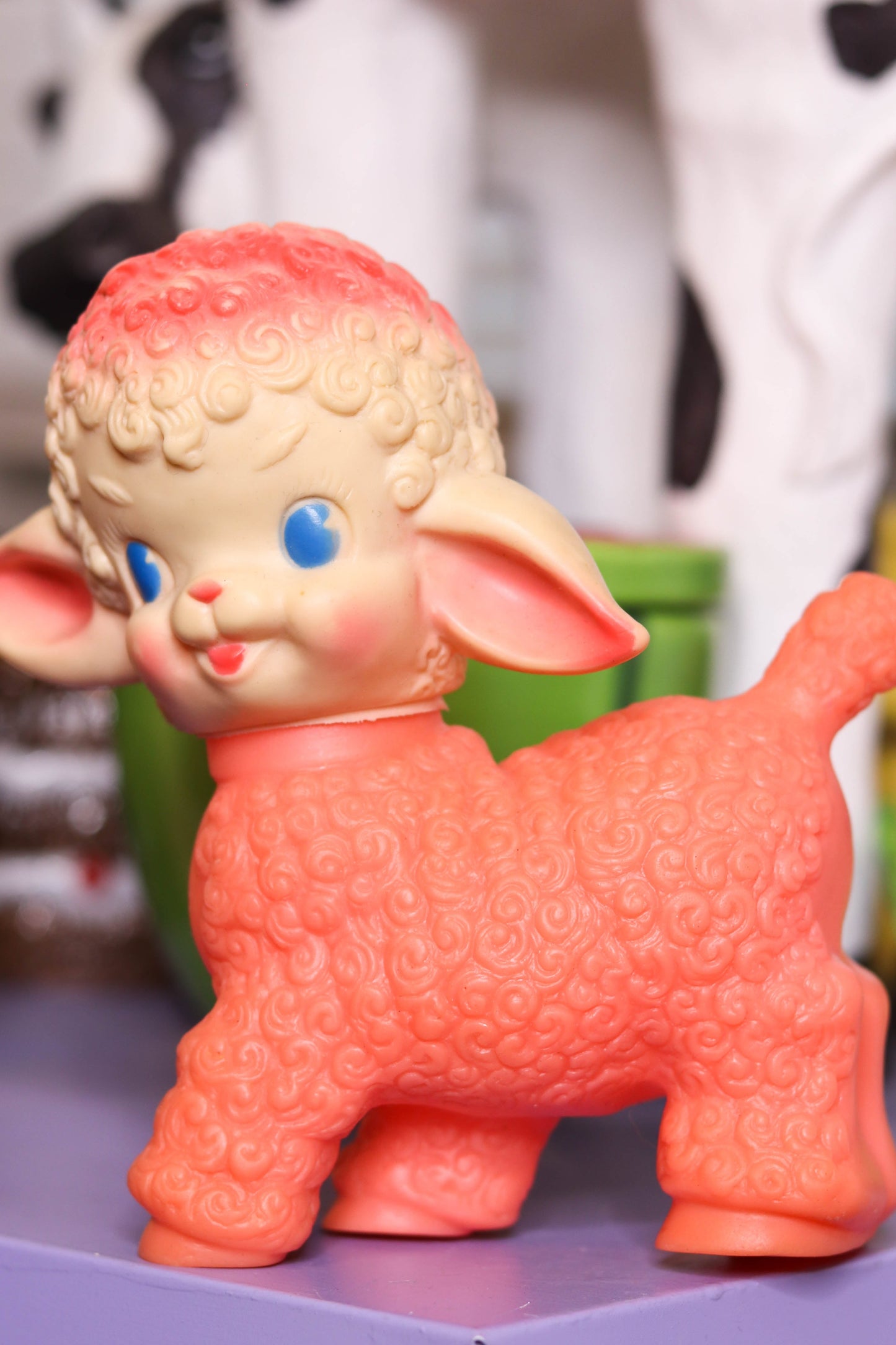 Vintage 1950's Pink Lamb Squeak Toy