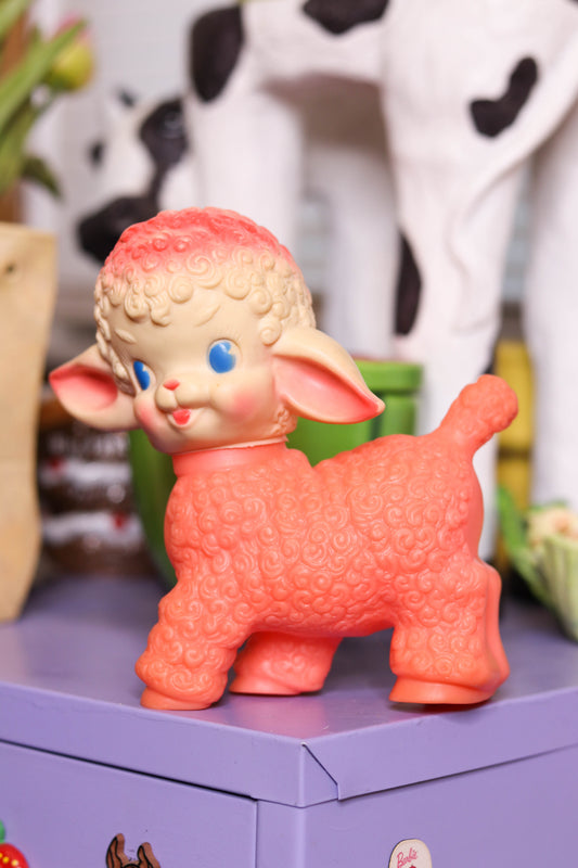 Vintage 1950's Pink Lamb Squeak Toy
