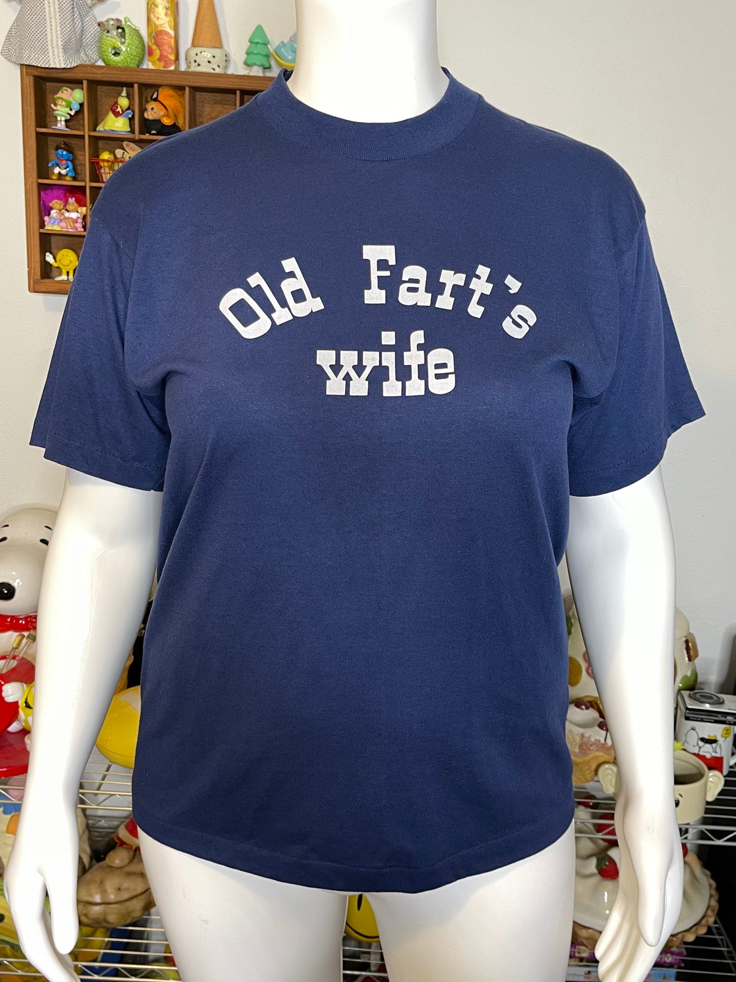 Vintage Funny "Old Fart's Wife" Navy Blue Graphic Tee Sz XL
