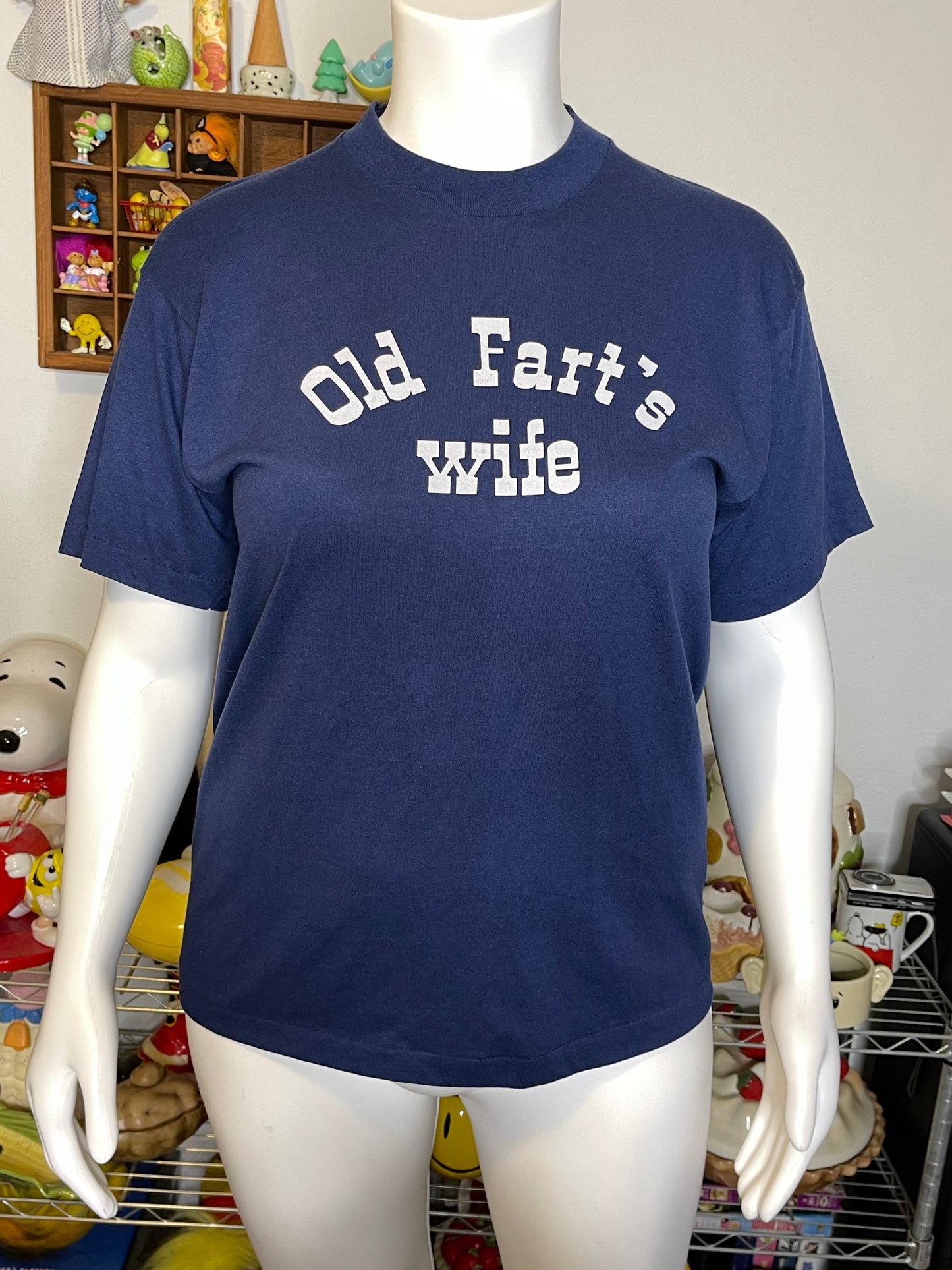 Vintage Funny "Old Fart's Wife" Navy Blue Graphic Tee Sz XL