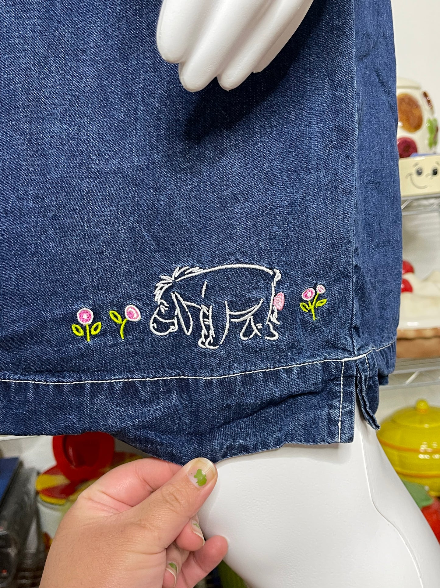 2000s Eeyore denim midi dress sz XL