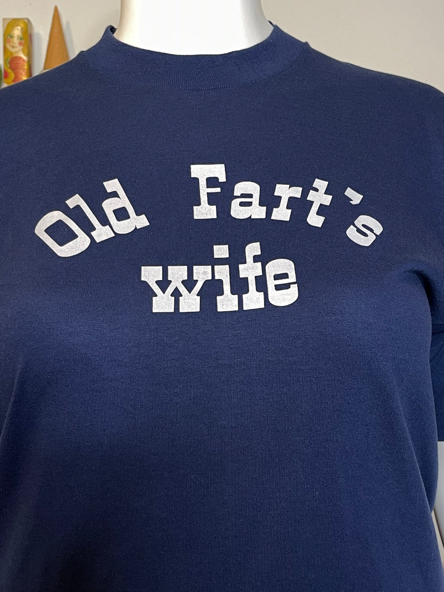 Vintage Funny "Old Fart's Wife" Navy Blue Graphic Tee Sz XL
