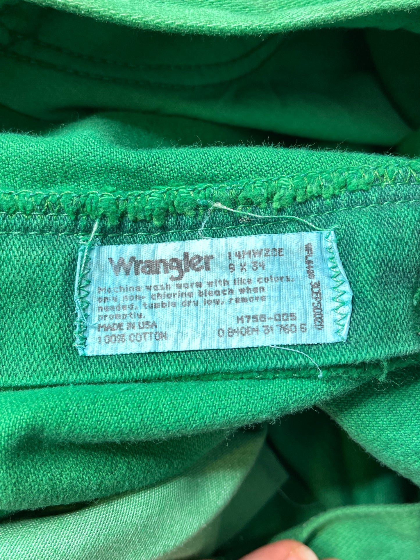 Vintage Green Wrangler Cowboy Cut Jeans Sz 28in 9x34