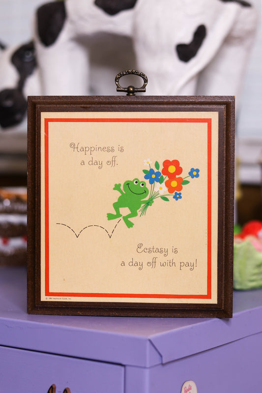 Vintage 80s Hallmark Floral Frog Wall Plaque