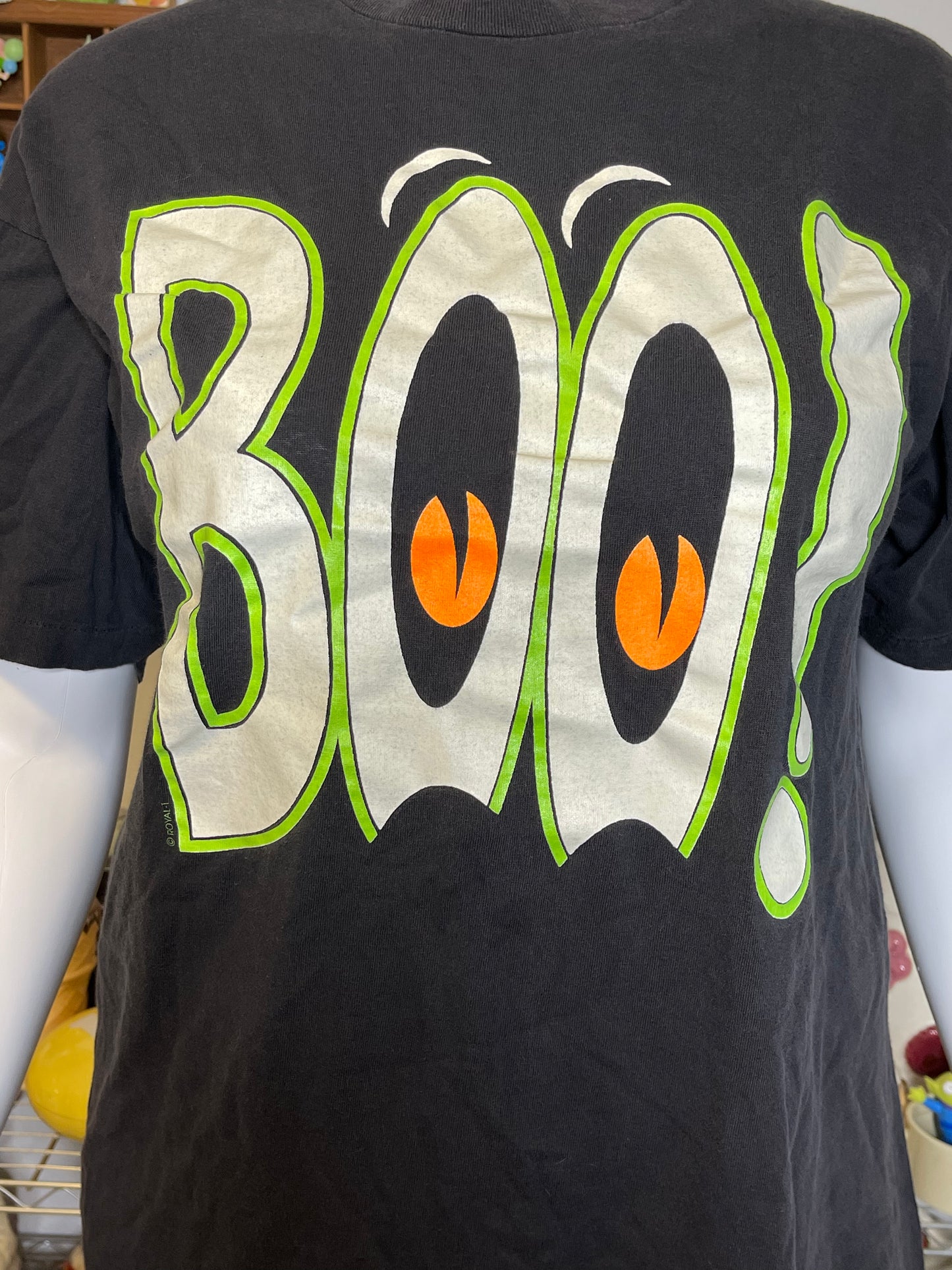 Vintage 90s Faded Glow In The Dark "BOO!" Graphic Tee Sz XL