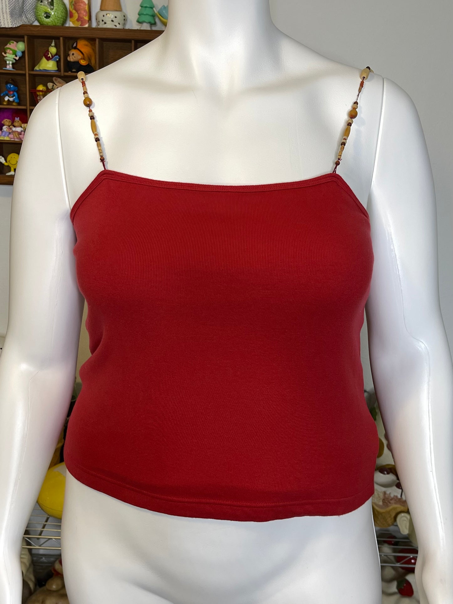 Vintage Beaded Burnt Red Cami Sz XL