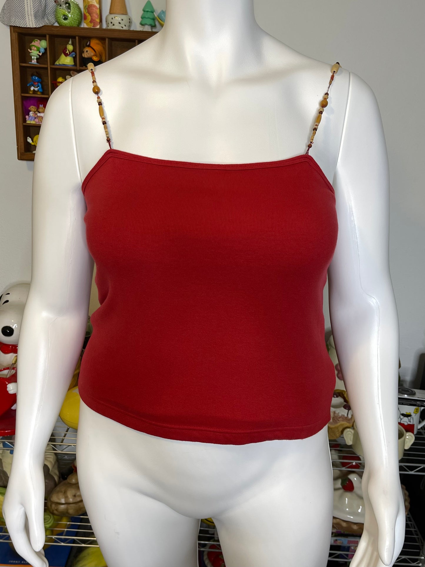 Vintage Beaded Burnt Red Cami Sz XL