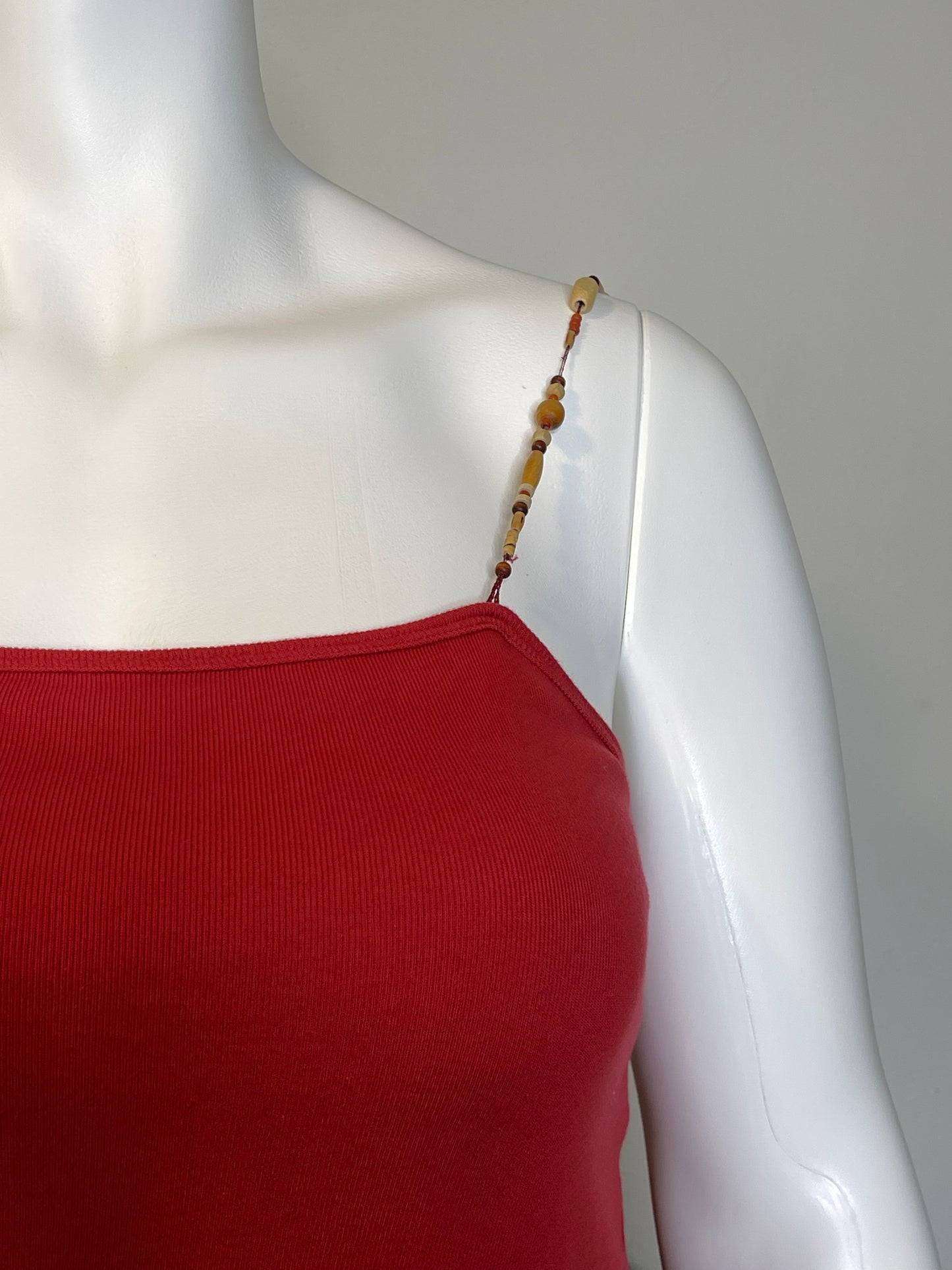 Vintage Beaded Burnt Red Cami Sz XL
