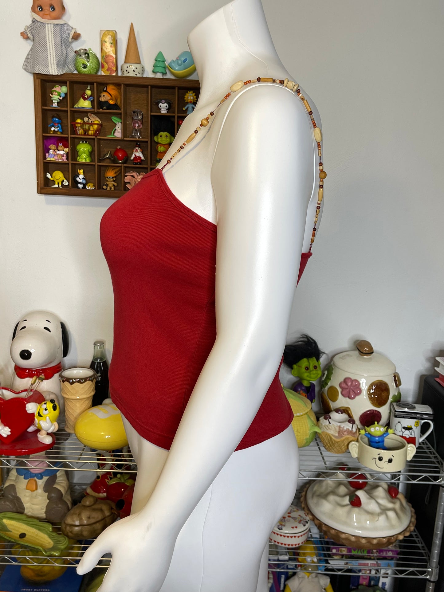 Vintage Beaded Burnt Red Cami Sz XL