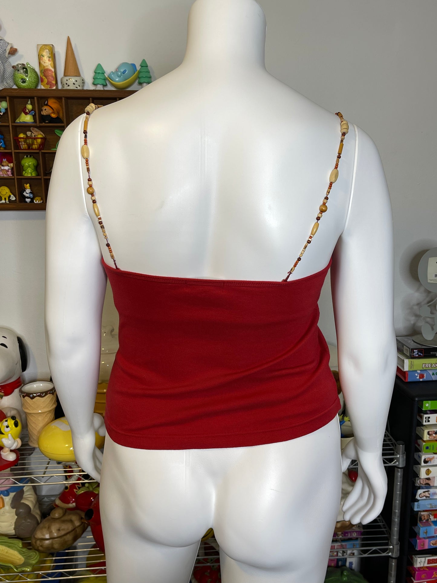 Vintage Beaded Burnt Red Cami Sz XL