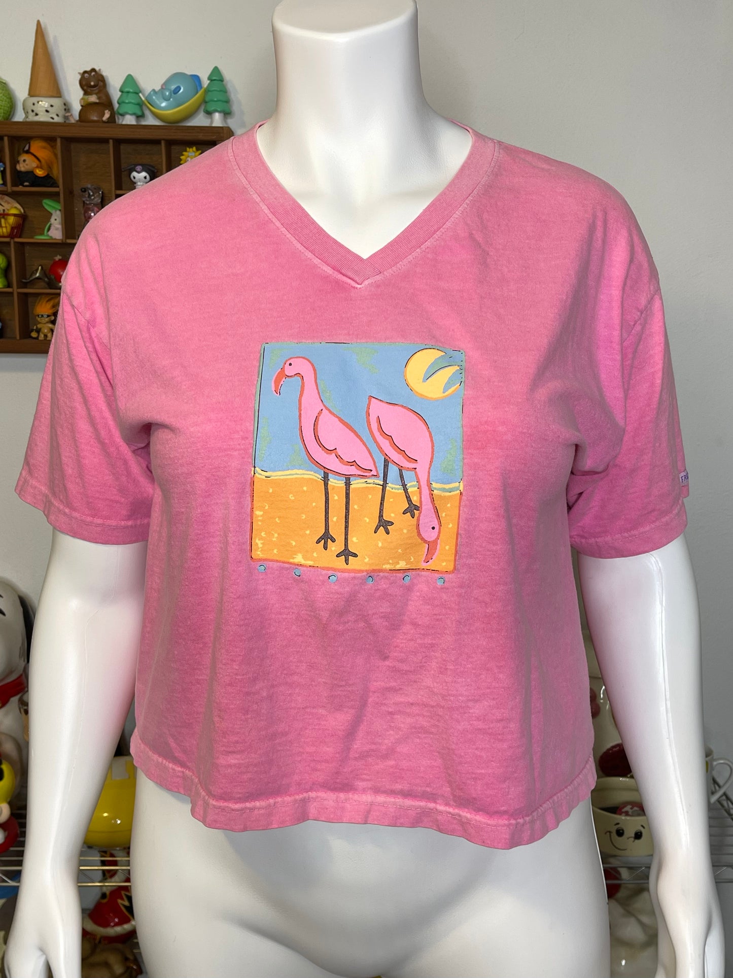 Vintage 90s Pink Flamingo Neon Pink Graphic Tee Sz "OS" S-XL
