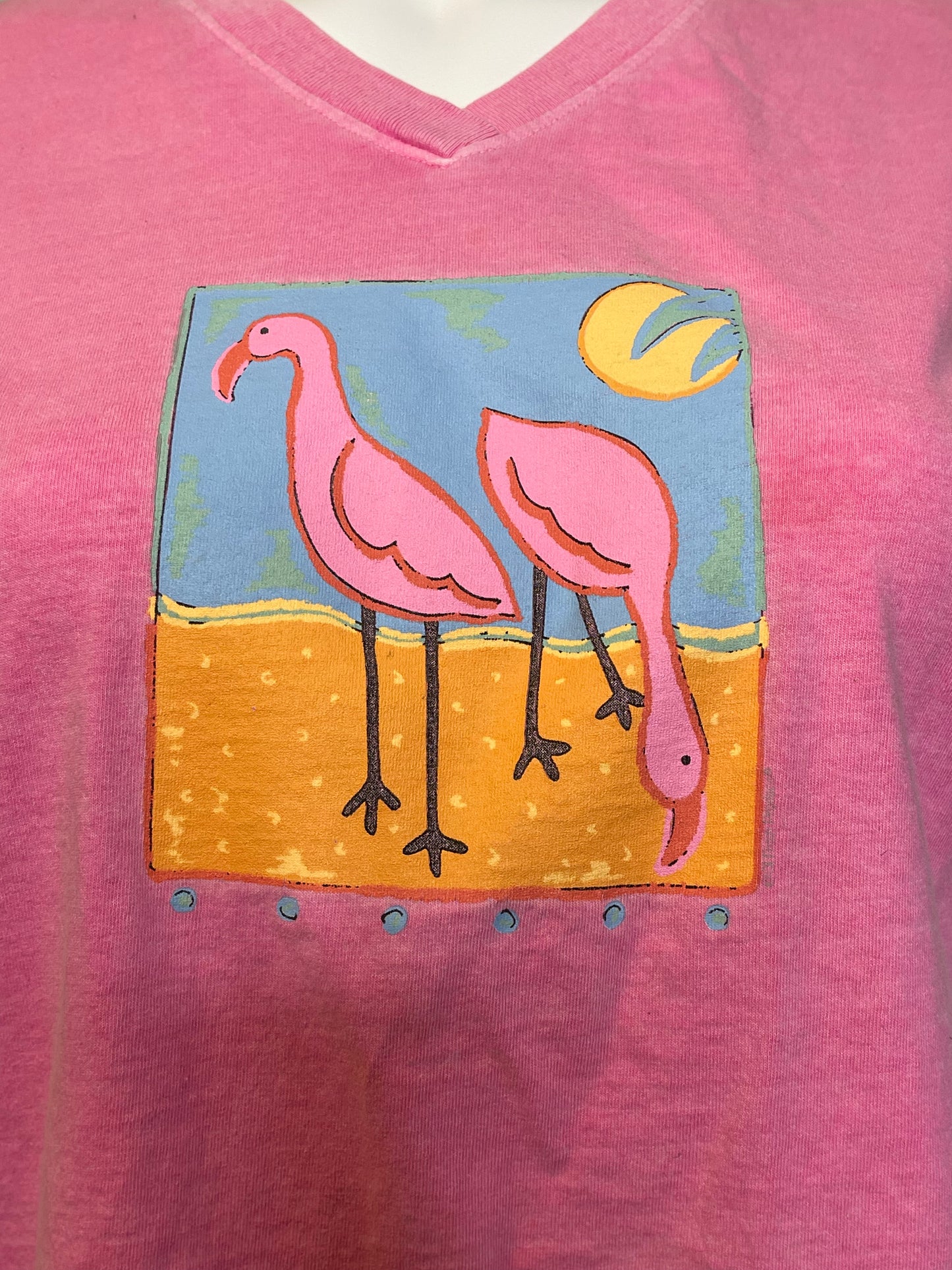 Vintage 90s Pink Flamingo Neon Pink Graphic Tee Sz "OS" S-XL