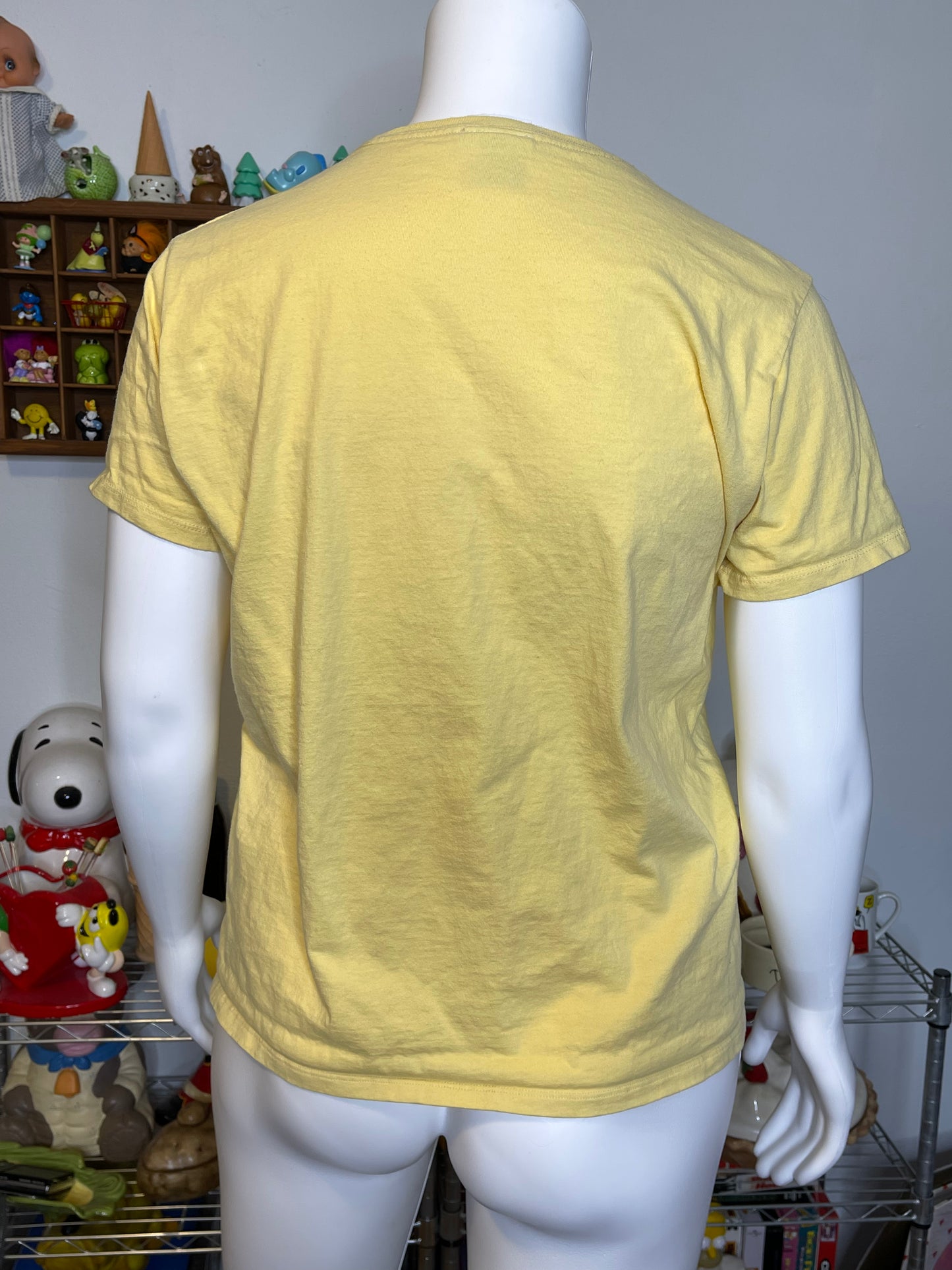 2000s Embroidered Sleepy Orange Cat With Daisy Tee Sz XL