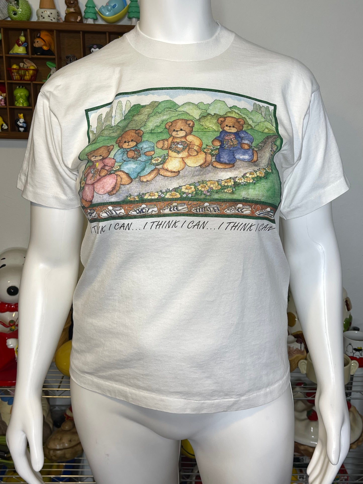Vintage 80s Jogging Teddy Bears Graphic Tee Sz L
