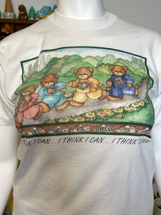 Vintage 80s Jogging Teddy Bears Graphic Tee Sz L