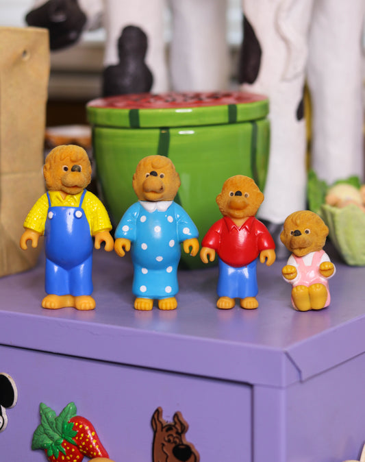 Vintage 80s The Berenstain Bears Flocked Trinket Toy Set 4pc