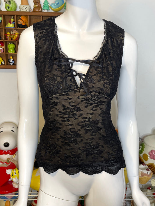 Vintage 2000s Milkmaid Lace Tank Top Sz M